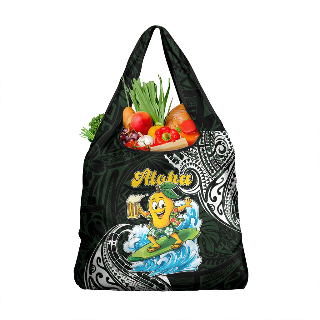 Aloha Hawaii Mango Surfing Grocery Bag Polynesian Style LT05 1-pack One Size Black - Polynesian Pride