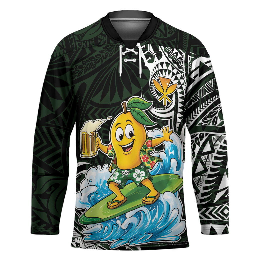Aloha Hawaii Mango Surfing Hockey Jersey Polynesian Style LT05 Unisex Black - Polynesian Pride