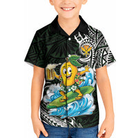 Aloha Hawaii Mango Surfing Kid Hawaiian Shirt Polynesian Style LT05 Kid Black - Polynesian Pride