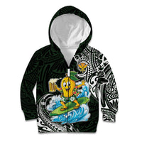 Aloha Hawaii Mango Surfing Kid Hoodie Polynesian Style LT05 Zip Hoodie Black - Polynesian Pride