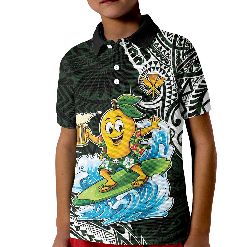 Aloha Hawaii Mango Surfing Kid Polo Shirt Polynesian Style LT05 Kid Black - Polynesian Pride