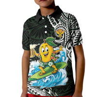 Aloha Hawaii Mango Surfing Kid Polo Shirt Polynesian Style LT05 Kid Black - Polynesian Pride