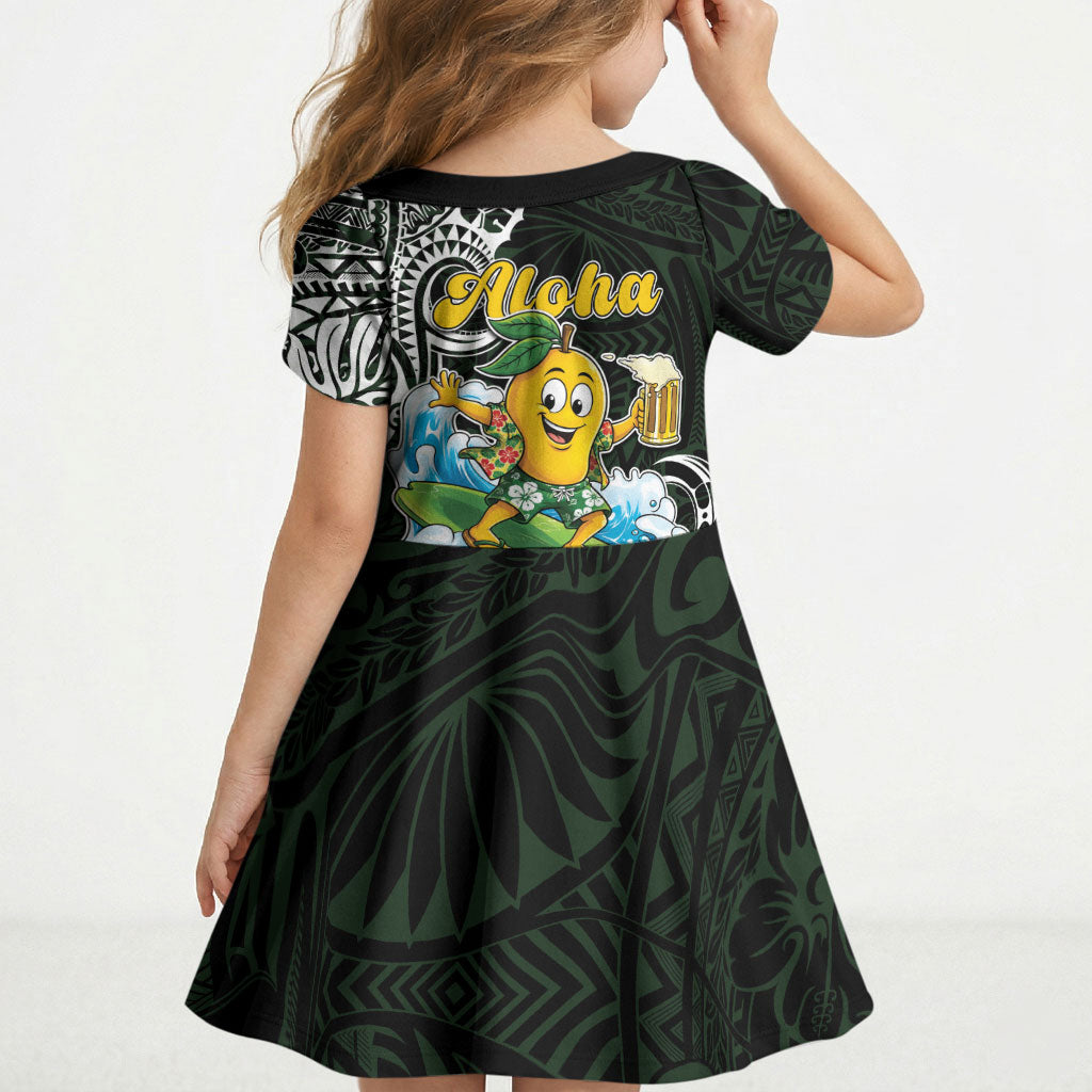 Aloha Hawaii Mango Surfing Kid Short Sleeve Dress Polynesian Style LT05 - Polynesian Pride