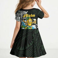 Aloha Hawaii Mango Surfing Kid Short Sleeve Dress Polynesian Style LT05 - Polynesian Pride