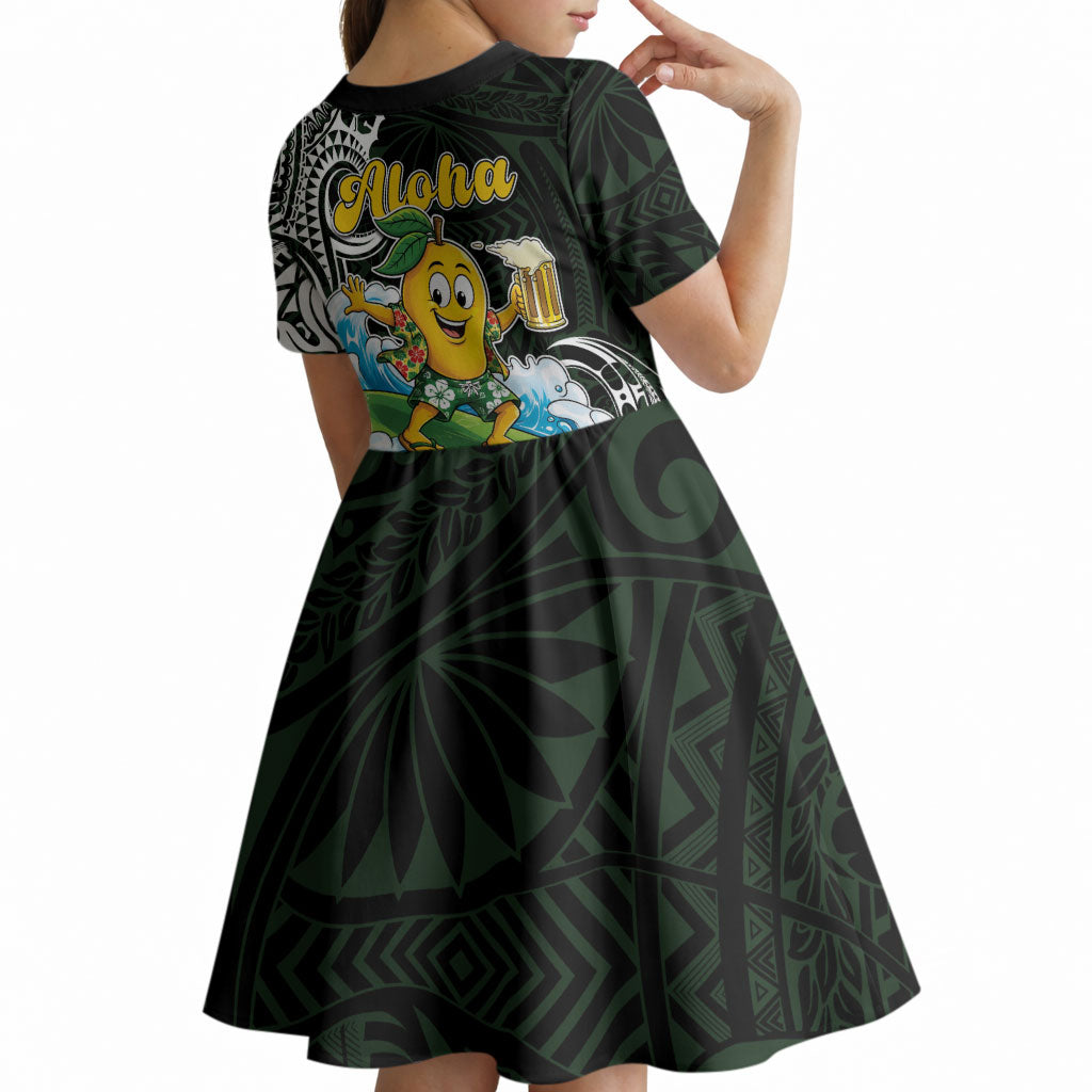 Aloha Hawaii Mango Surfing Kid Short Sleeve Dress Polynesian Style LT05 - Polynesian Pride