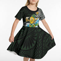 Aloha Hawaii Mango Surfing Kid Short Sleeve Dress Polynesian Style LT05 - Polynesian Pride