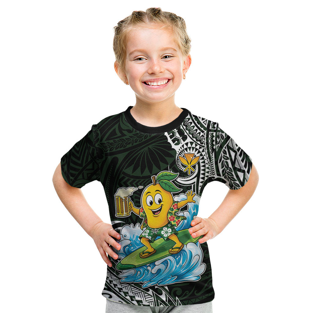Aloha Hawaii Mango Surfing Kid T Shirt Polynesian Style LT05 Black - Polynesian Pride
