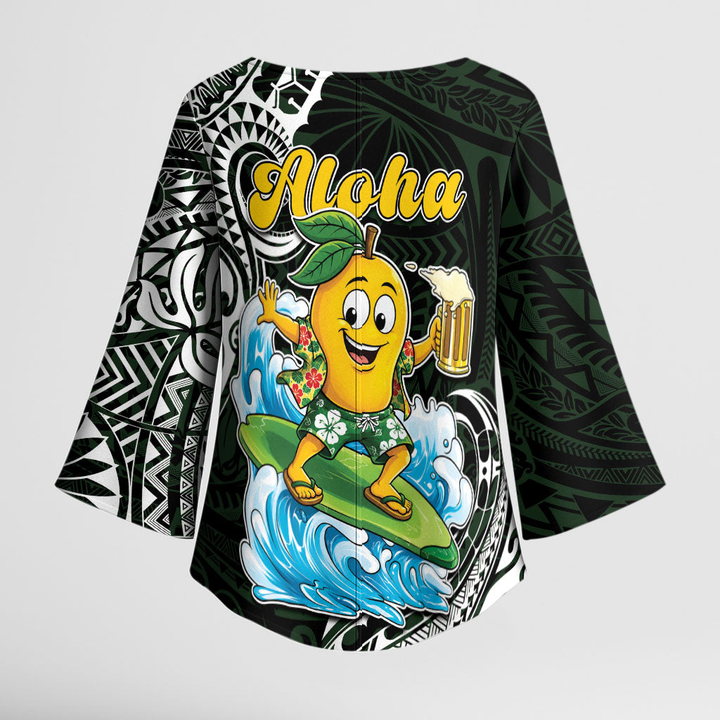 Aloha Hawaii Mango Surfing Kimono Sleeve Blouse Polynesian Style LT05 - Polynesian Pride