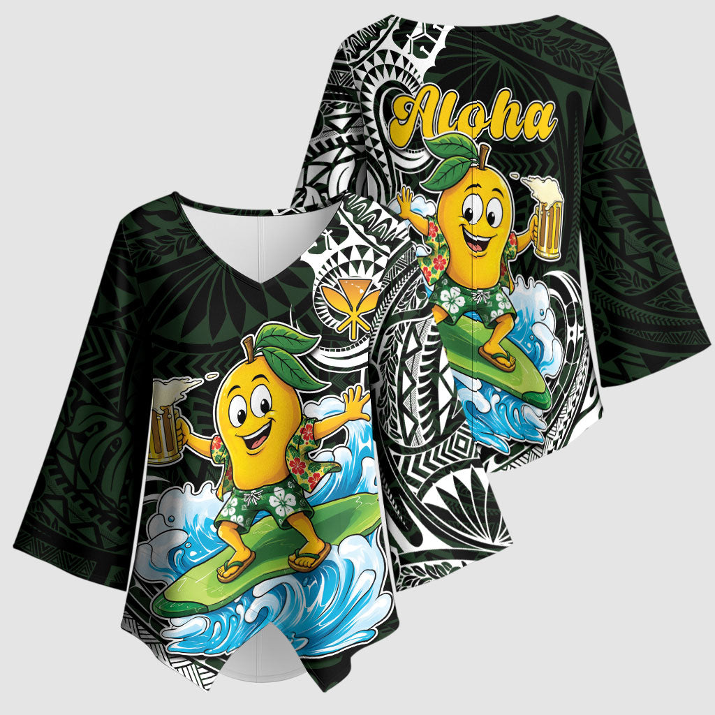 Aloha Hawaii Mango Surfing Kimono Sleeve Blouse Polynesian Style LT05 - Polynesian Pride