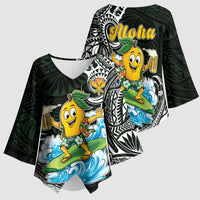 Aloha Hawaii Mango Surfing Kimono Sleeve Blouse Polynesian Style LT05 - Polynesian Pride