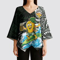 Aloha Hawaii Mango Surfing Kimono Sleeve Blouse Polynesian Style LT05 - Polynesian Pride