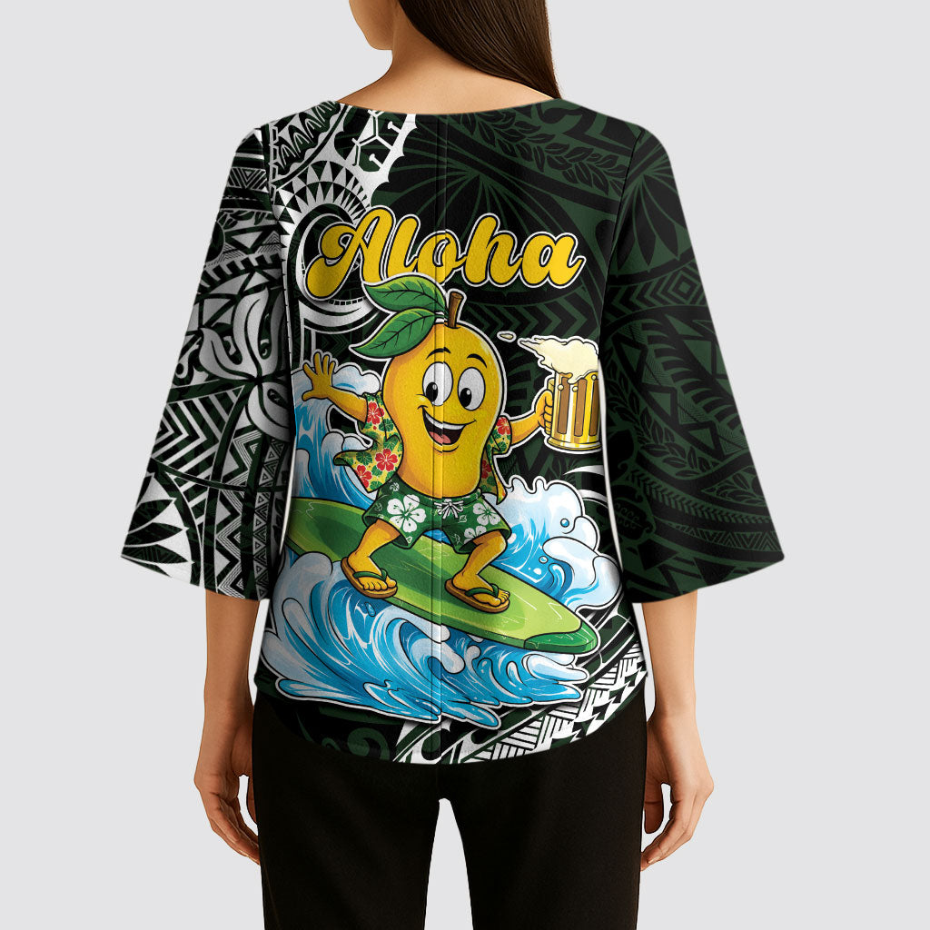 Aloha Hawaii Mango Surfing Kimono Sleeve Blouse Polynesian Style LT05 - Polynesian Pride