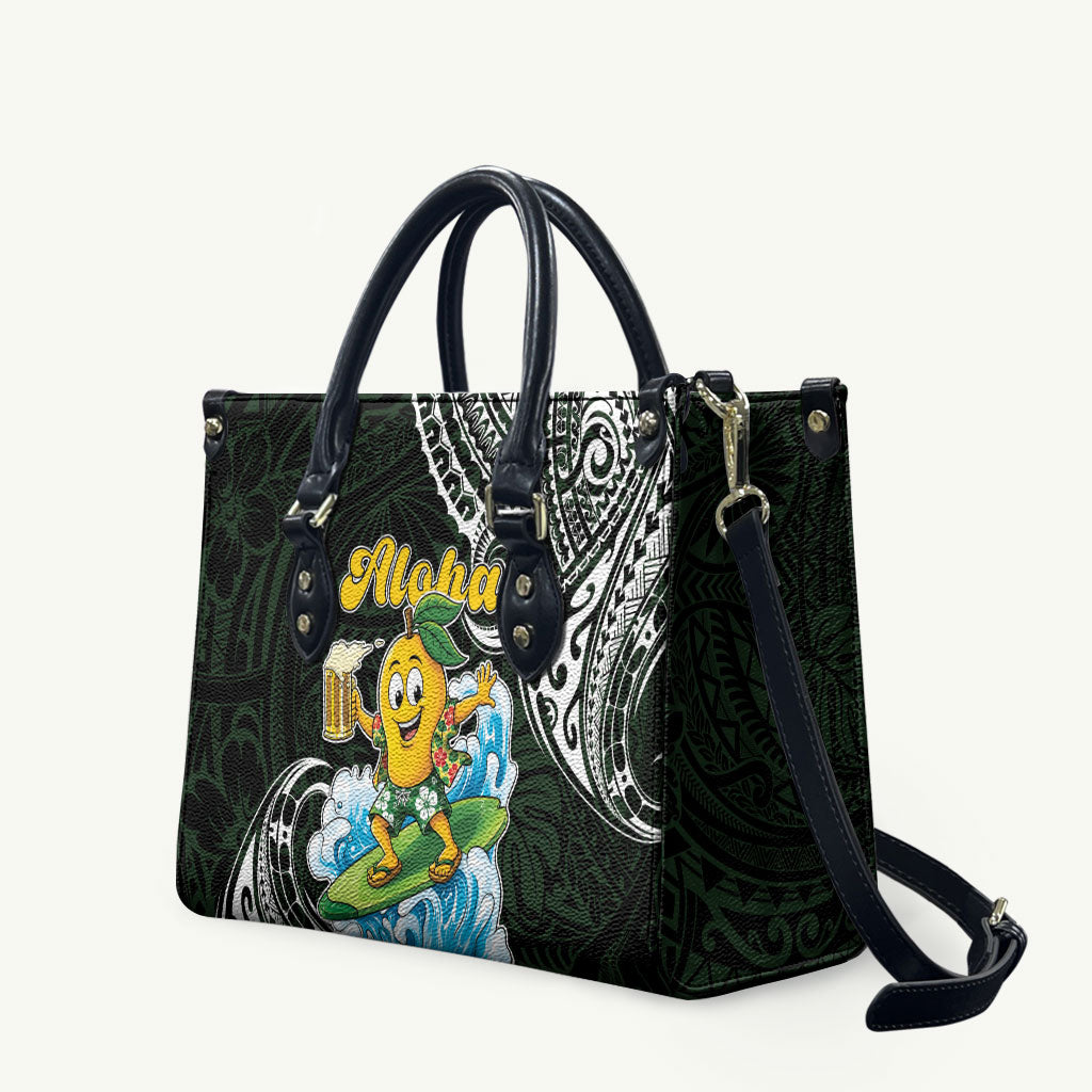 Aloha Hawaii Mango Surfing Leather Bag Polynesian Style LT05 Black - Polynesian Pride