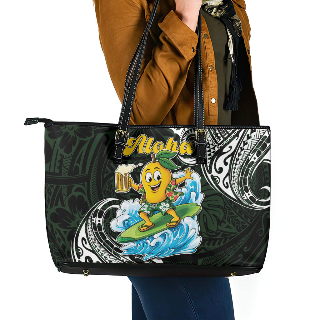 Aloha Hawaii Mango Surfing Leather Tote Bag Polynesian Style LT05 - Polynesian Pride