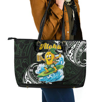 Aloha Hawaii Mango Surfing Leather Tote Bag Polynesian Style LT05 - Polynesian Pride