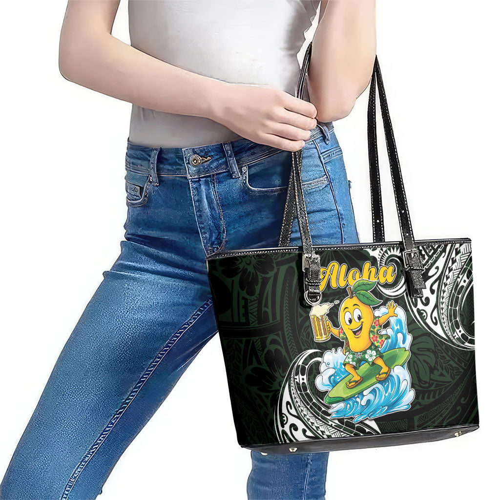 Aloha Hawaii Mango Surfing Leather Tote Bag Polynesian Style LT05 - Polynesian Pride