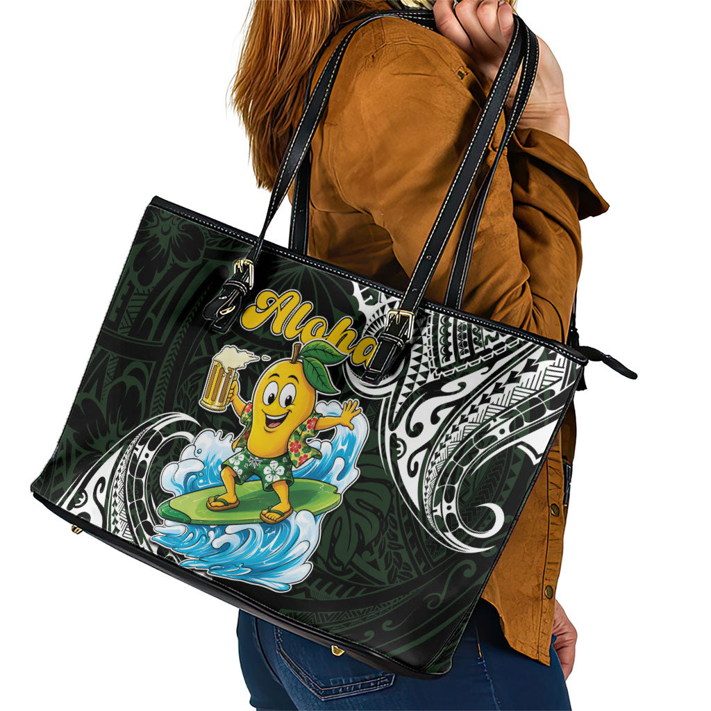 Aloha Hawaii Mango Surfing Leather Tote Bag Polynesian Style LT05 - Polynesian Pride