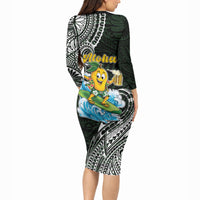 Aloha Hawaii Mango Surfing Long Sleeve Bodycon Dress Polynesian Style LT05 - Polynesian Pride