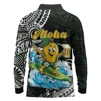 Aloha Hawaii Mango Surfing Long Sleeve Polo Shirt Polynesian Style LT05 - Polynesian Pride