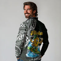 Aloha Hawaii Mango Surfing Long Sleeve Polo Shirt Polynesian Style LT05 - Polynesian Pride