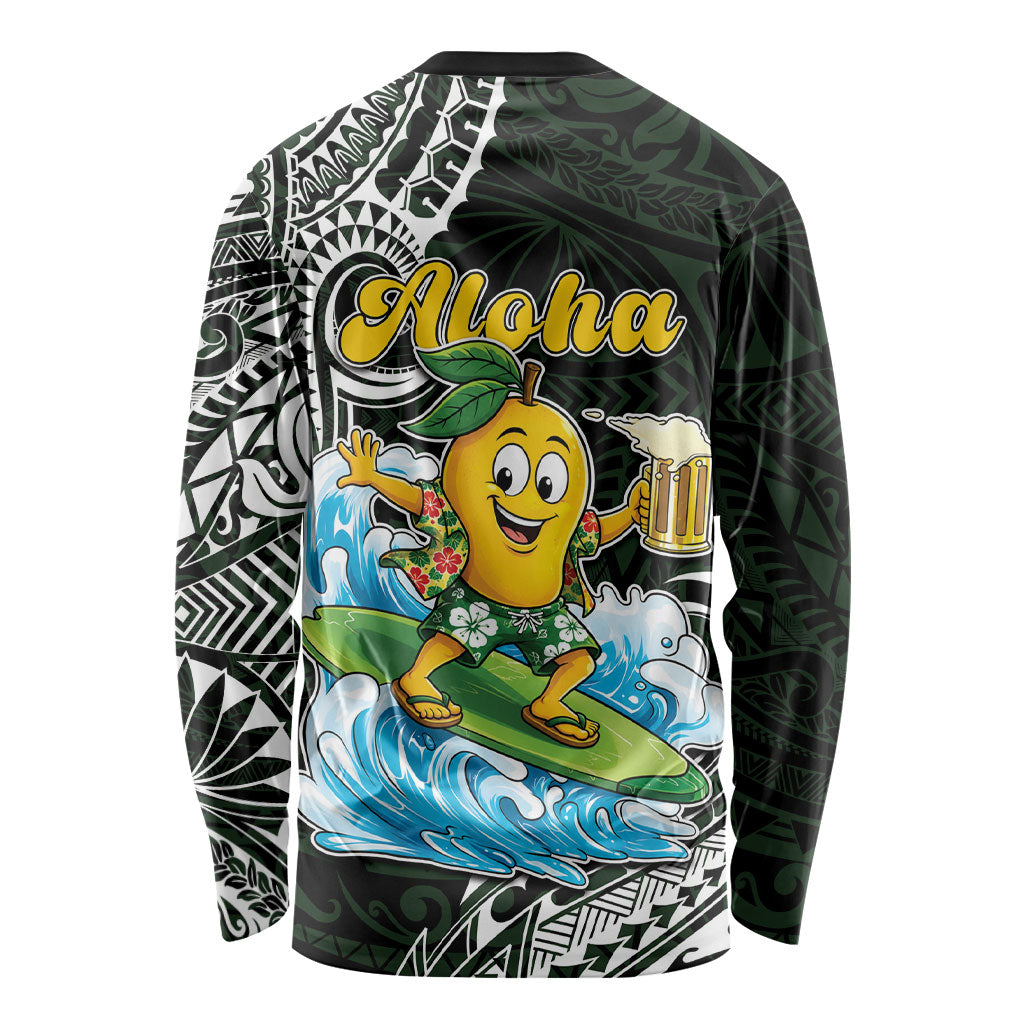 Aloha Hawaii Mango Surfing Long Sleeve Shirt Polynesian Style LT05 - Polynesian Pride