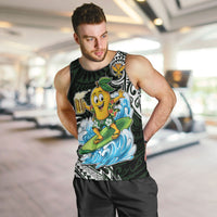 Aloha Hawaii Mango Surfing Men Tank Top Polynesian Style LT05 Black - Polynesian Pride