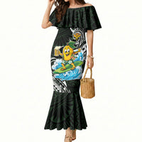 Aloha Hawaii Mango Surfing Mermaid Dress Polynesian Style LT05 Women Black - Polynesian Pride