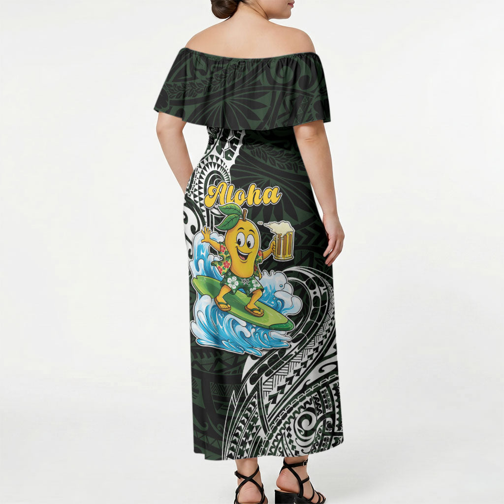 Aloha Hawaii Mango Surfing Off Shoulder Maxi Dress Polynesian Style LT05 - Polynesian Pride