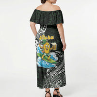 Aloha Hawaii Mango Surfing Off Shoulder Maxi Dress Polynesian Style LT05 - Polynesian Pride