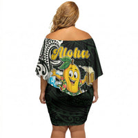 Aloha Hawaii Mango Surfing Off Shoulder Short Dress Polynesian Style LT05 - Polynesian Pride