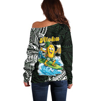 Aloha Hawaii Mango Surfing Off Shoulder Sweater Polynesian Style LT05 - Polynesian Pride