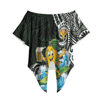 Aloha Hawaii Mango Surfing Off Shoulder Wrap Waist Top Polynesian Style LT05 Black - Polynesian Pride
