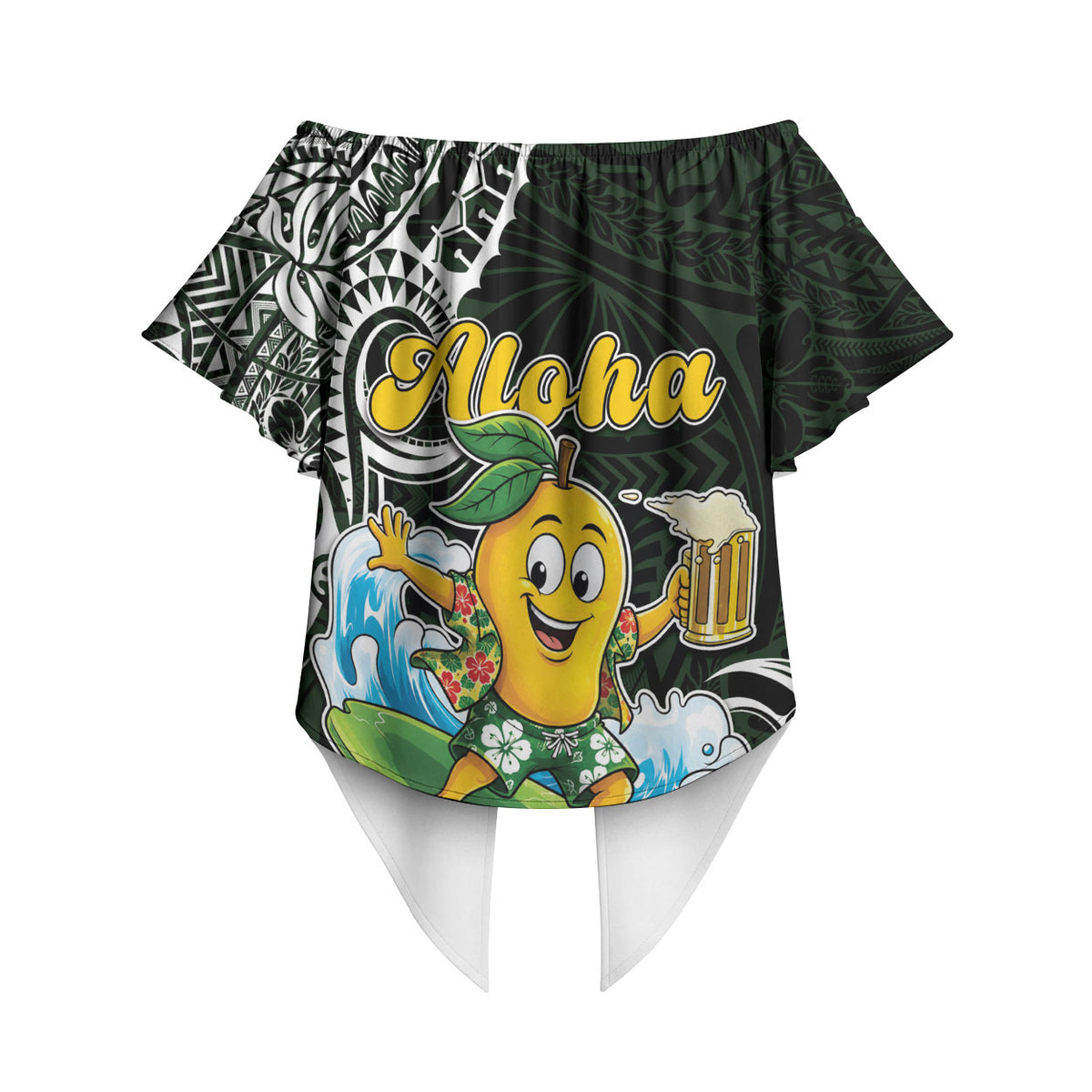 Aloha Hawaii Mango Surfing Off Shoulder Wrap Waist Top Polynesian Style LT05 - Polynesian Pride