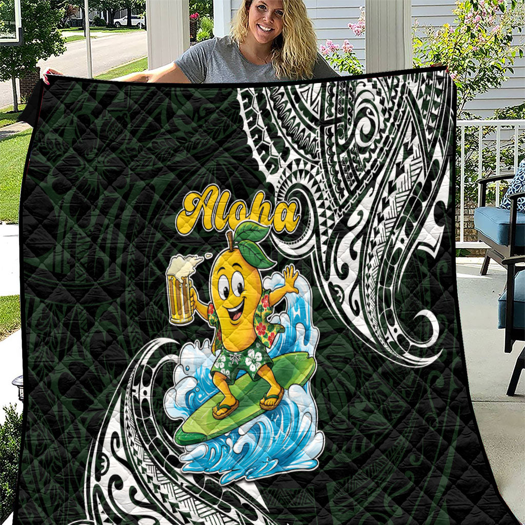Aloha Hawaii Mango Surfing Quilt Polynesian Style LT05 Black - Polynesian Pride