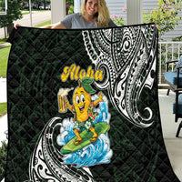 Aloha Hawaii Mango Surfing Quilt Polynesian Style LT05 Black - Polynesian Pride