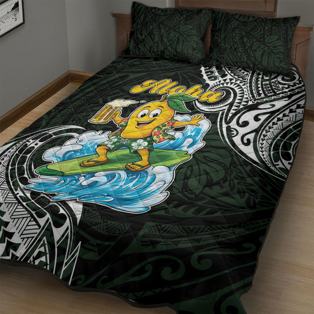 Aloha Hawaii Mango Surfing Quilt Bed Set Polynesian Style LT05 - Polynesian Pride