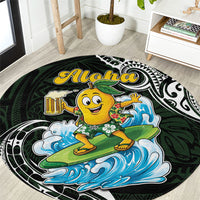 Aloha Hawaii Mango Surfing Round Carpet Polynesian Style LT05 Black - Polynesian Pride