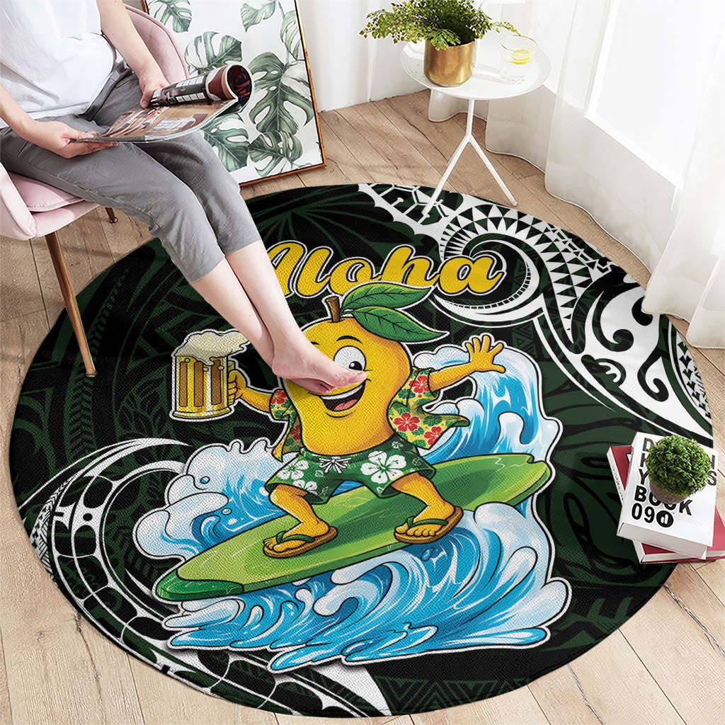 Aloha Hawaii Mango Surfing Round Carpet Polynesian Style LT05 - Polynesian Pride