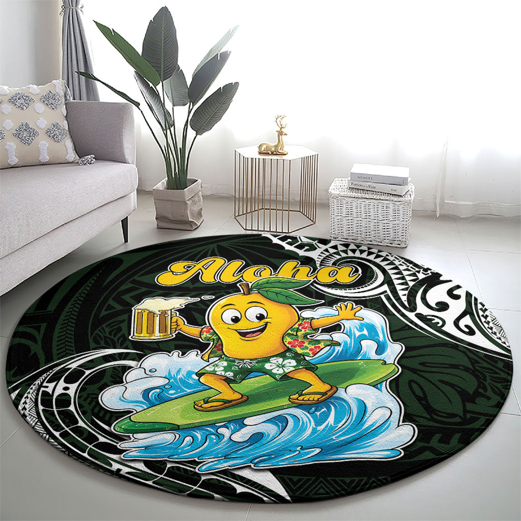 Aloha Hawaii Mango Surfing Round Carpet Polynesian Style LT05 - Polynesian Pride