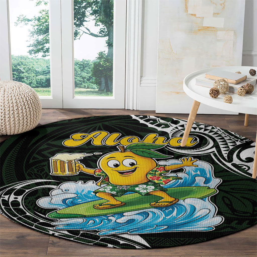 Aloha Hawaii Mango Surfing Round Carpet Polynesian Style LT05 - Polynesian Pride
