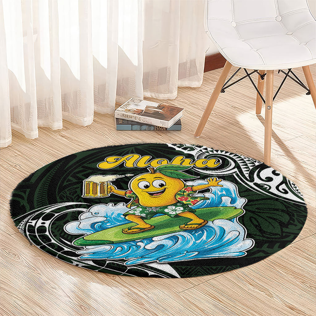 Aloha Hawaii Mango Surfing Round Carpet Polynesian Style LT05 - Polynesian Pride