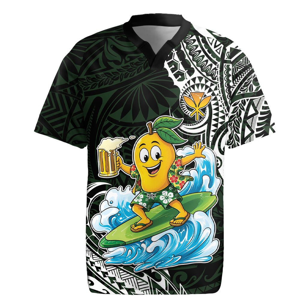 Aloha Hawaii Mango Surfing Rugby Jersey Polynesian Style LT05 Black - Polynesian Pride