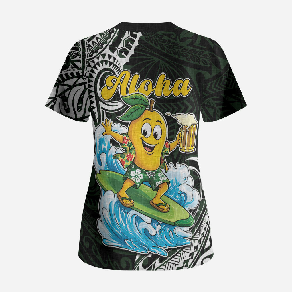 Aloha Hawaii Mango Surfing Scrub Top Polynesian Style LT05 - Polynesian Pride
