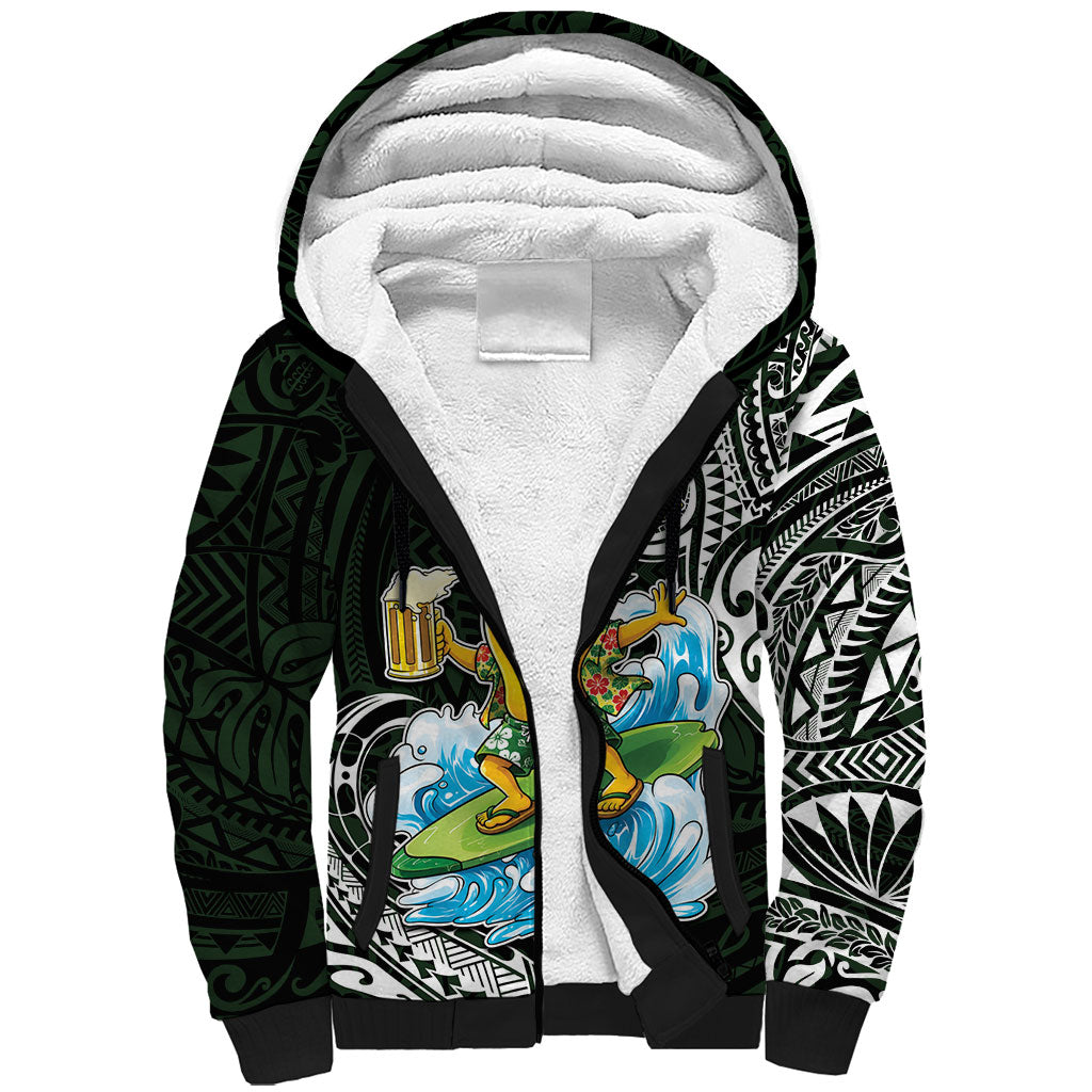 Aloha Hawaii Mango Surfing Sherpa Hoodie Polynesian Style LT05 Unisex Black - Polynesian Pride