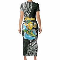 Aloha Hawaii Mango Surfing Short Sleeve Bodycon Dress Polynesian Style LT05 - Polynesian Pride