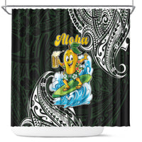Aloha Hawaii Mango Surfing Shower Curtain Polynesian Style LT05 Black - Polynesian Pride