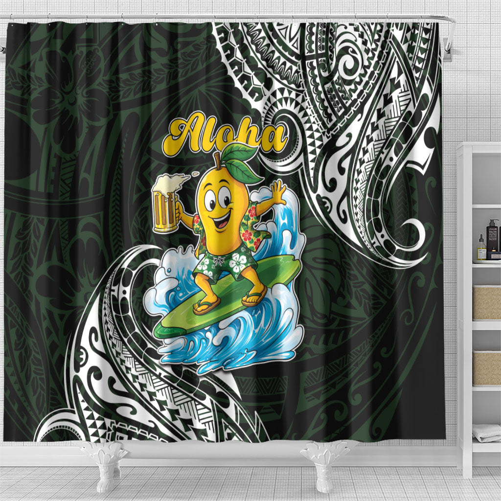 Aloha Hawaii Mango Surfing Shower Curtain Polynesian Style LT05 - Polynesian Pride
