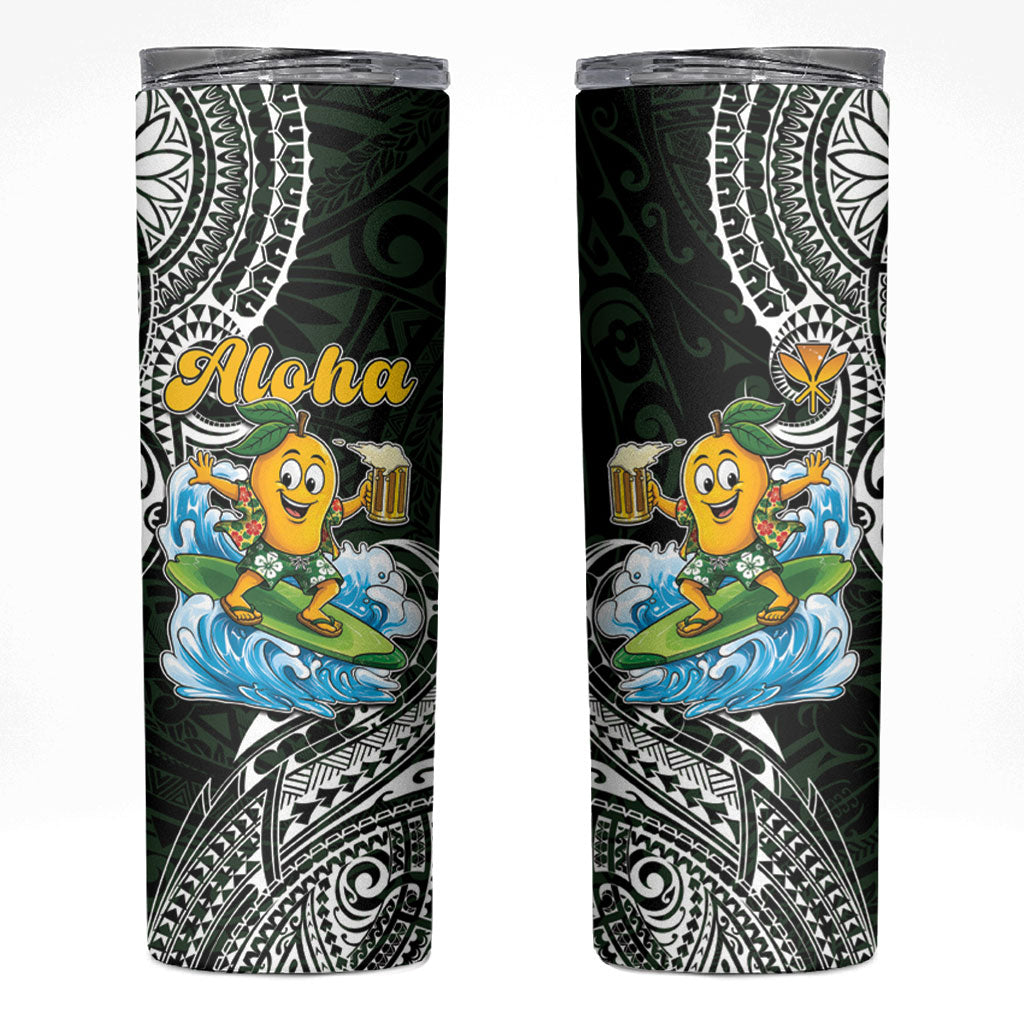 Aloha Hawaii Mango Surfing Skinny Tumbler Polynesian Style LT05 Black - Polynesian Pride