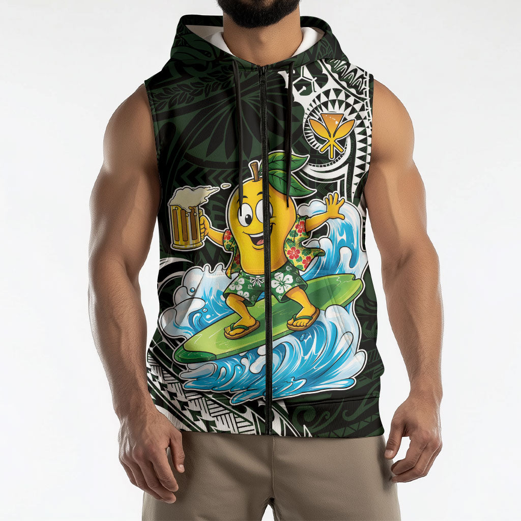Aloha Hawaii Mango Surfing Sleeveless Zip Hoodie Polynesian Style LT05 - Polynesian Pride