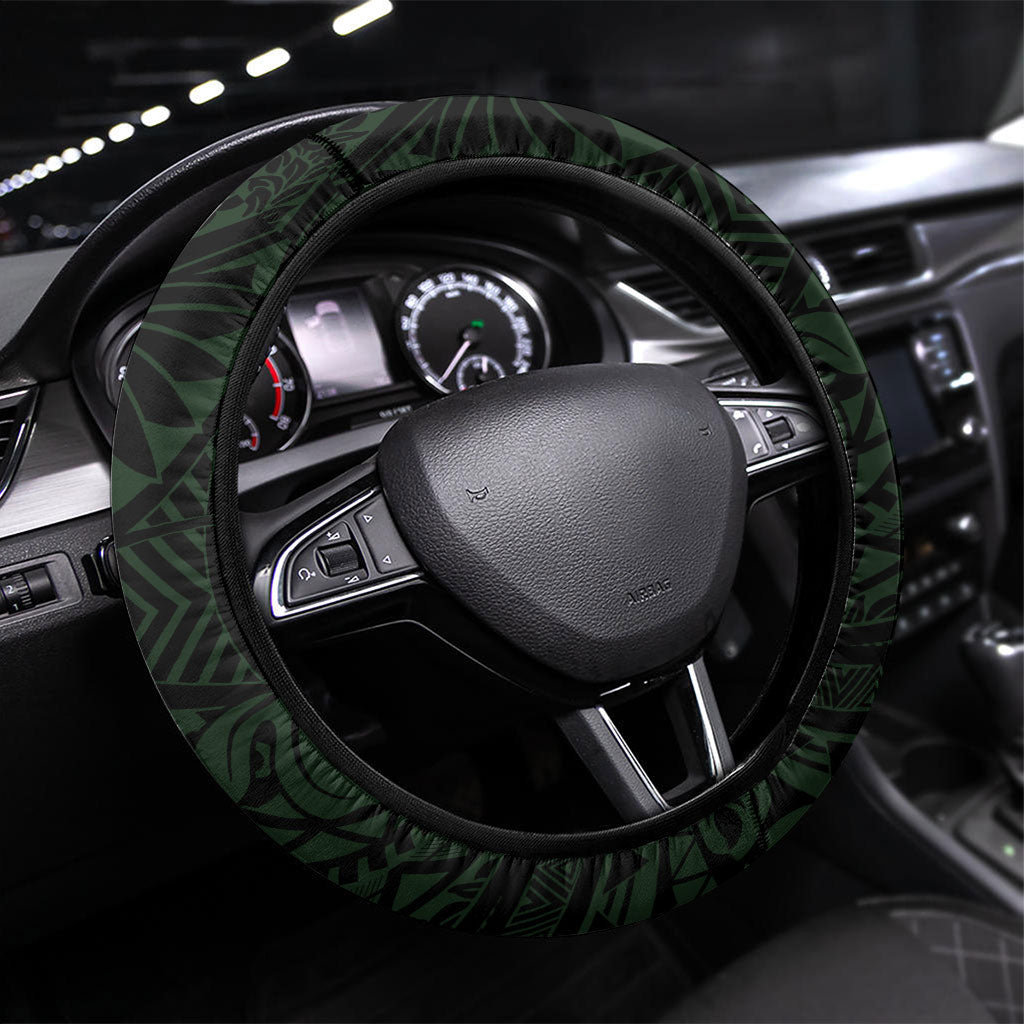 Aloha Hawaii Mango Surfing Steering Wheel Cover Polynesian Style LT05 Universal Fit Black - Polynesian Pride